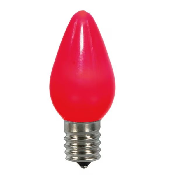 0.96 watt 130V C7 Ceramic LED Red Bulb with Nickel Base 25 per Bag, Vickerman, Mfr#: XLEDSC73-25